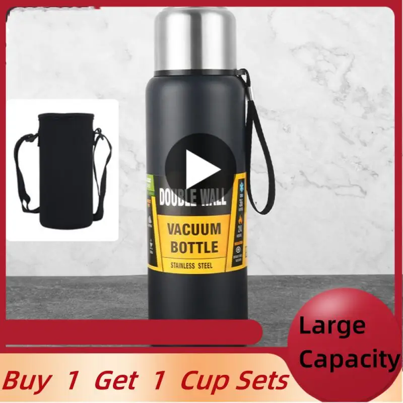 

Large Capacity Portable Thermo Stainless Steel Cup Vacuum Flask Insulated Tumbler With Rope Thermo Bottle 500/1000/1500ml термос