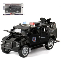alloy armored car model die casting toy off road vehicle sound and light pull back police explosion proof car childrens gift