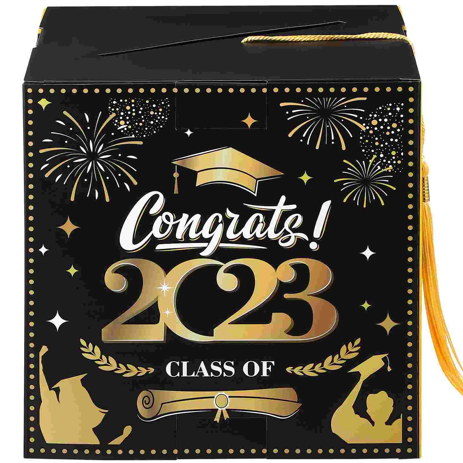 

Box Graduation Grad Holder Party Gift Congrats Boxes Decorations Advice Supplies Invitation Graduate Black Congrates Favors