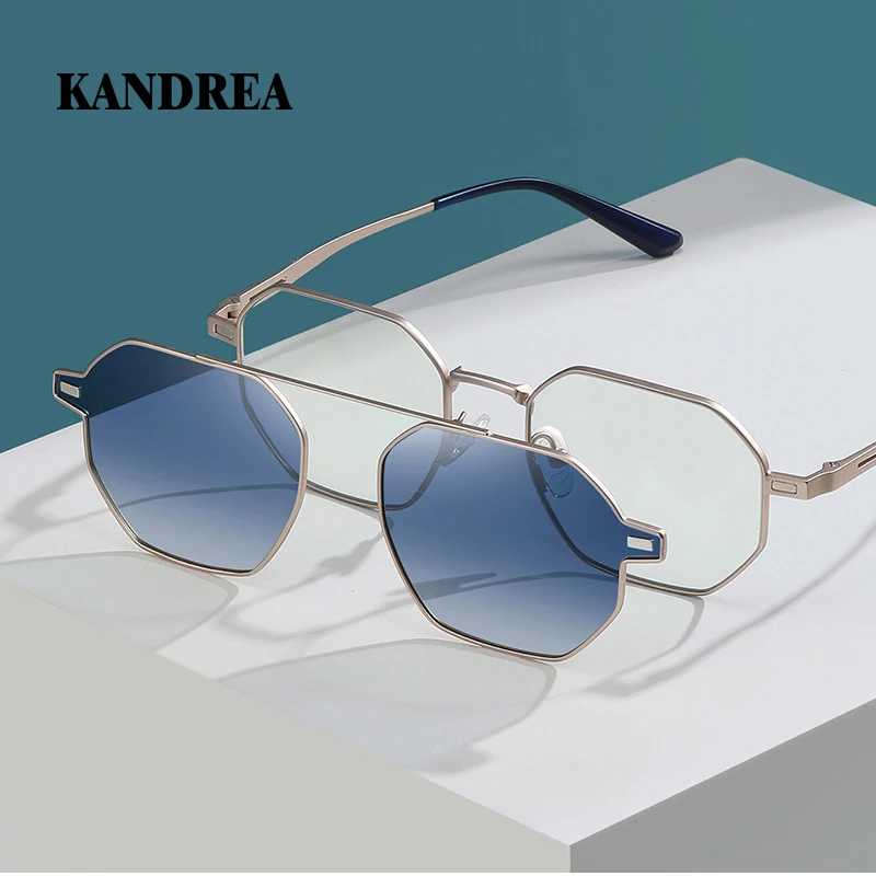 

KANDREA Polarized Sunglasses Women Fashion Man Multilateral Magnetic Absorption Changeable Trend Sunscreen Myopia Glasses CG8801