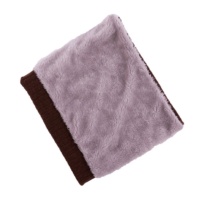 S унисекс шарф с кольцом на флисовой подкладке женский однотонный вязаный