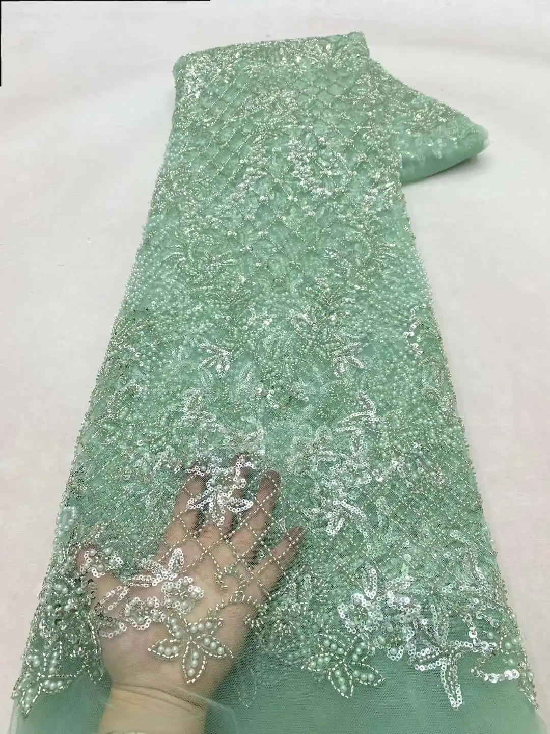 Африканские тяжелые бусины 2024 высокое качество 5 ярдов нигерийские блестки