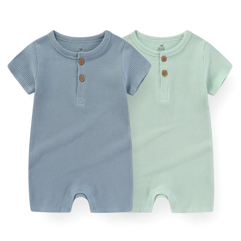 Хлопковая вафельная Одежда для маленьких девочек 0-24 месяцев 2 предмета