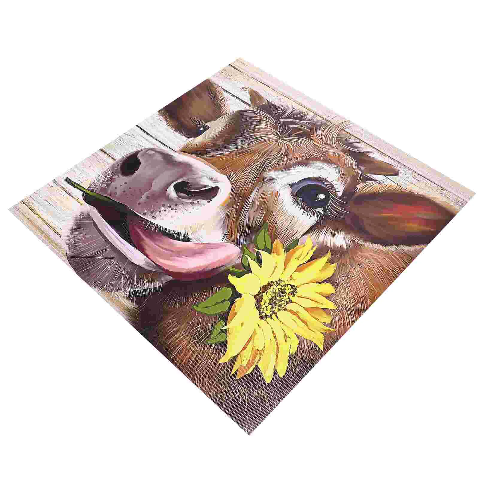 

Frameless Painting Decor Cow Flower Painting Wall Painting Picture for Home