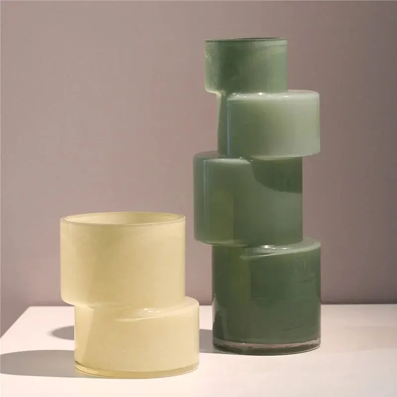 Скандинавская прозрачная цветная бамбуковая стеклянная ваза для гостиной