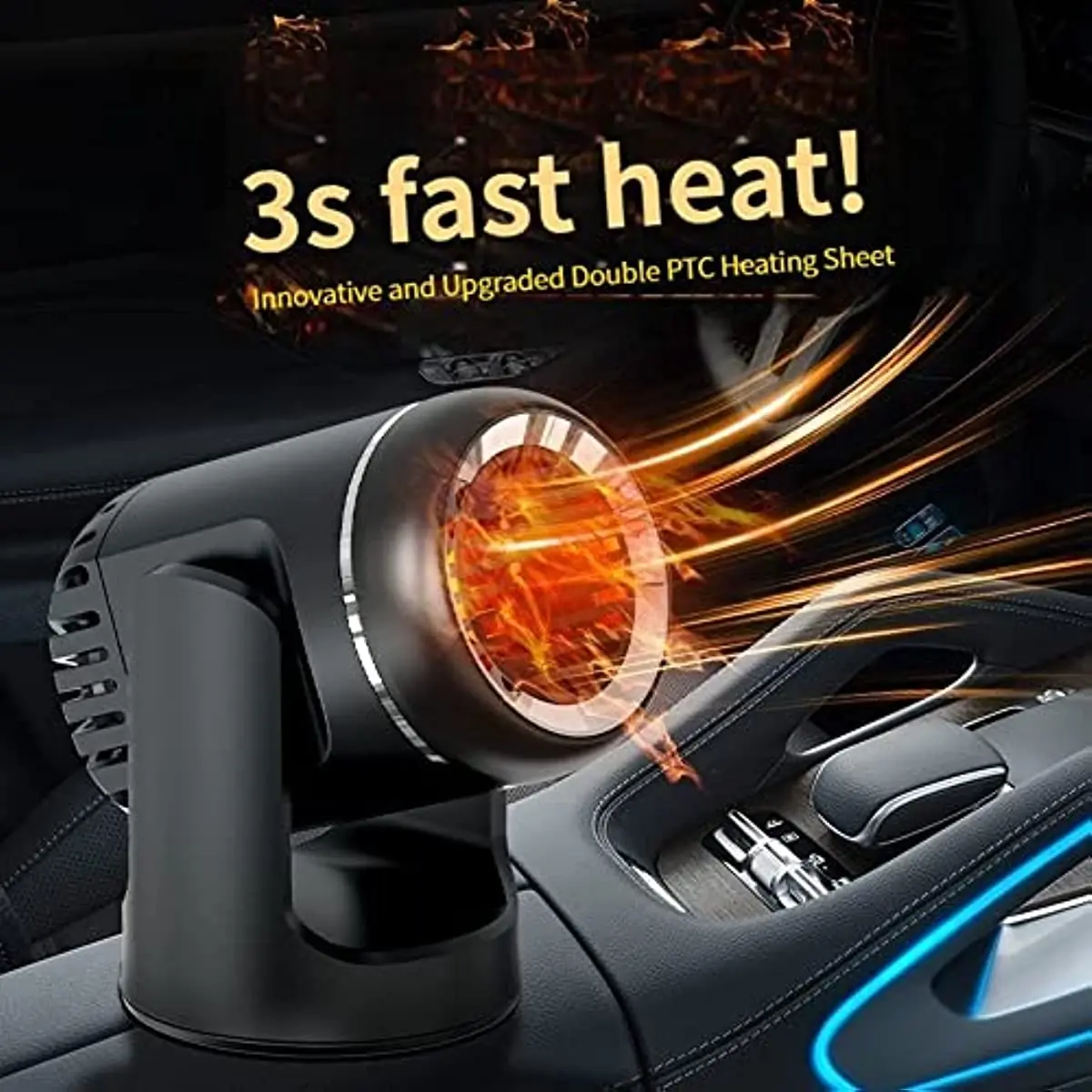 

Electric Car Air Heater Reusable Portable Auto Heating Fan 360° Rotary Car Interior Windshield Defroster Defogger Fast Heating