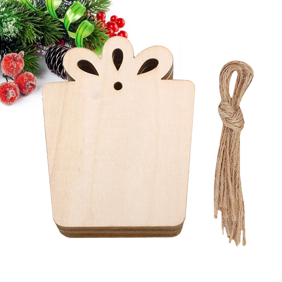 

10PCS Creative Gift Box Shape Christmas Ornaments with Rope for Home Party