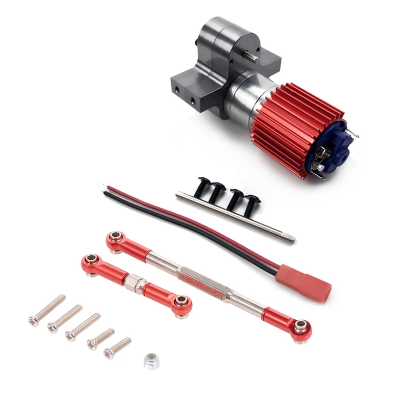 

RC Steering Rod For WPL 1608T Red & 370 Brushed Motor+Alloy Heat Sink Gear Box Set With Steel Gears For WPL Henglong C14