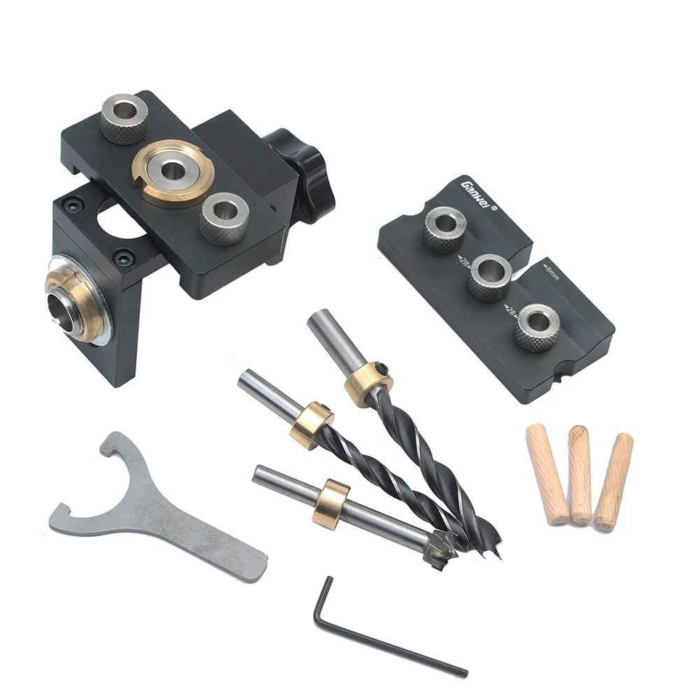 

3 In 1 Doweling Jig Kit With Positioning Clip 8/10/15mm Drill Bit Woodworking Drilling Guide Locator Hole Puncher DIY Tools