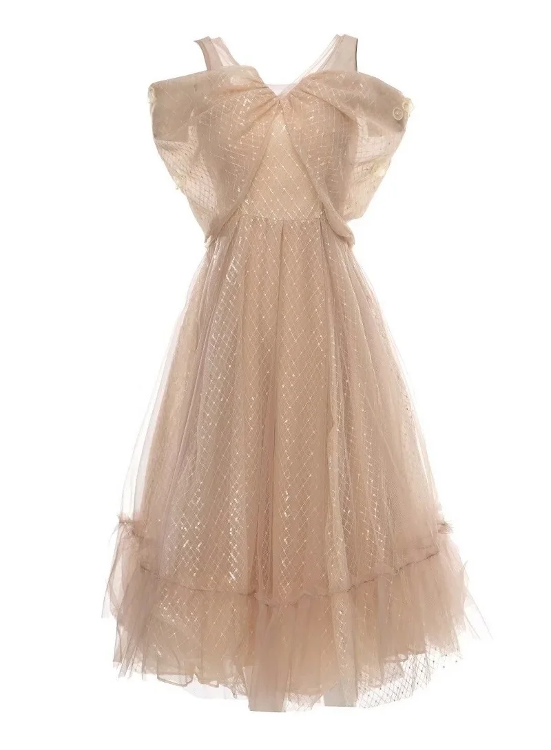 

Накидка-пончо 2023, летнее вечернее женское платье с аппликацией, женское платье до середины икры, сексуальное Тюлевое Сетчатое платье, платья