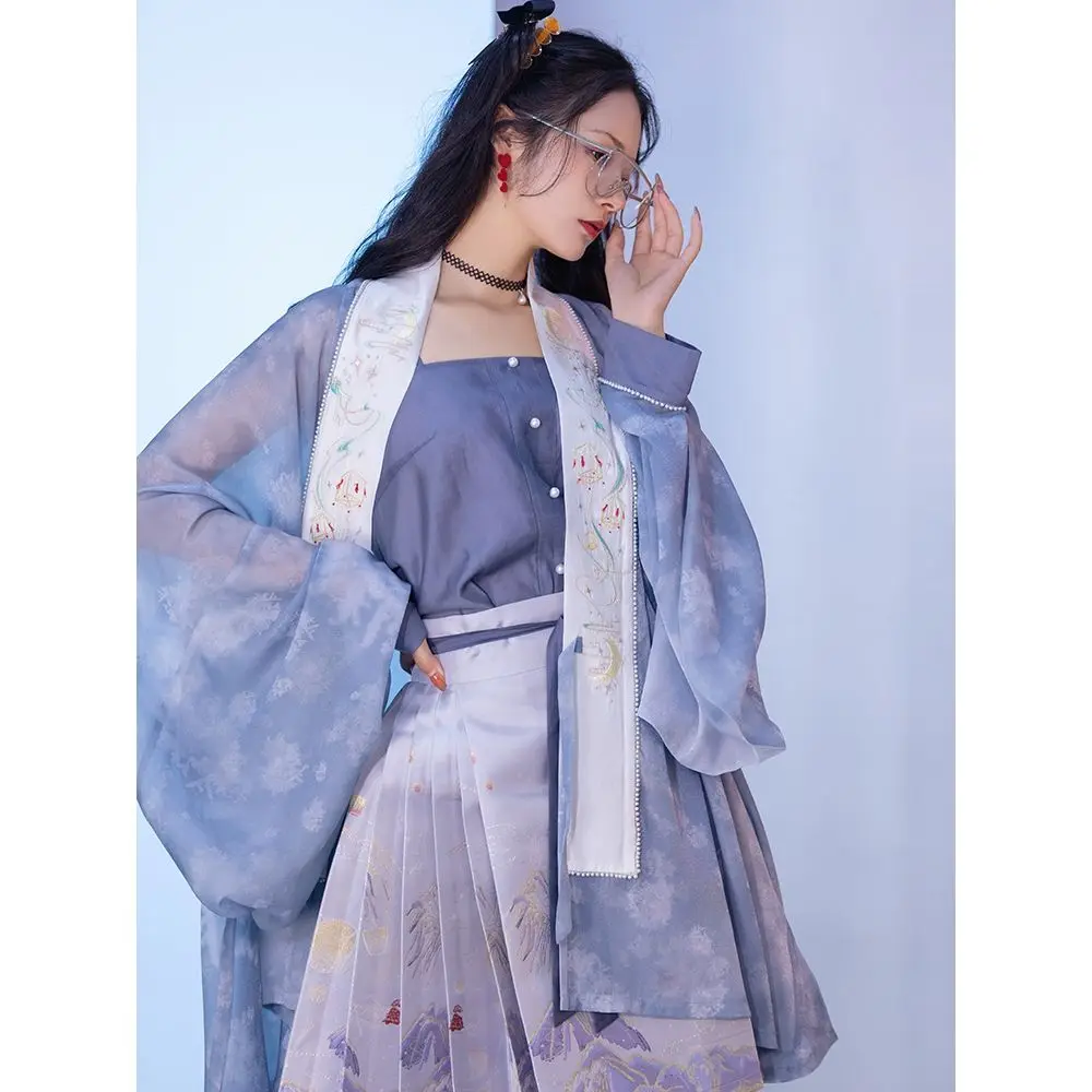 Костюм с юбкой Hanfu MaMianQun династией мин улучшенная юбка конским лицом женская