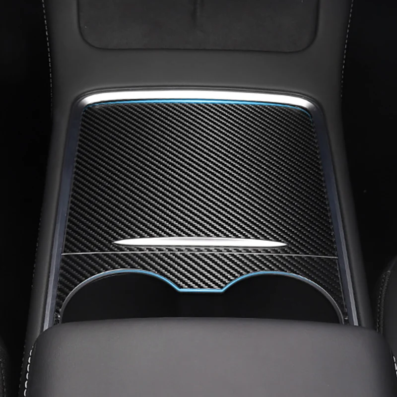 Car Leather Carbon Fiber Center Console Instrument Panel Protective Sticker Decoration Trim for Tesla Model 3 Y 2021 | Автомобили и