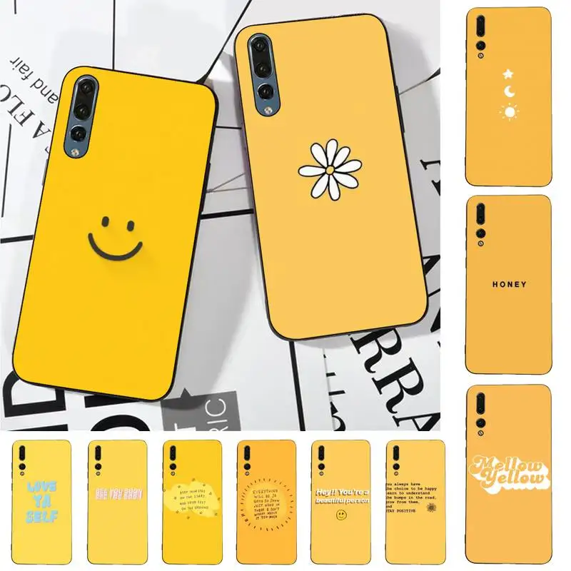 

Yellow Aesthetic Phone Case for Huawei P30 40 20 10 8 9 lite pro plus Psmart2019
