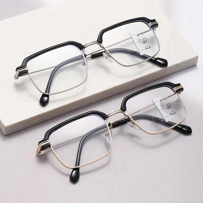 

Metal Frame Anti-blue Light Multifocal Reading Glasses Men Women Progressive Near Far Eyewear Ultralight Farsight Eyeglasses