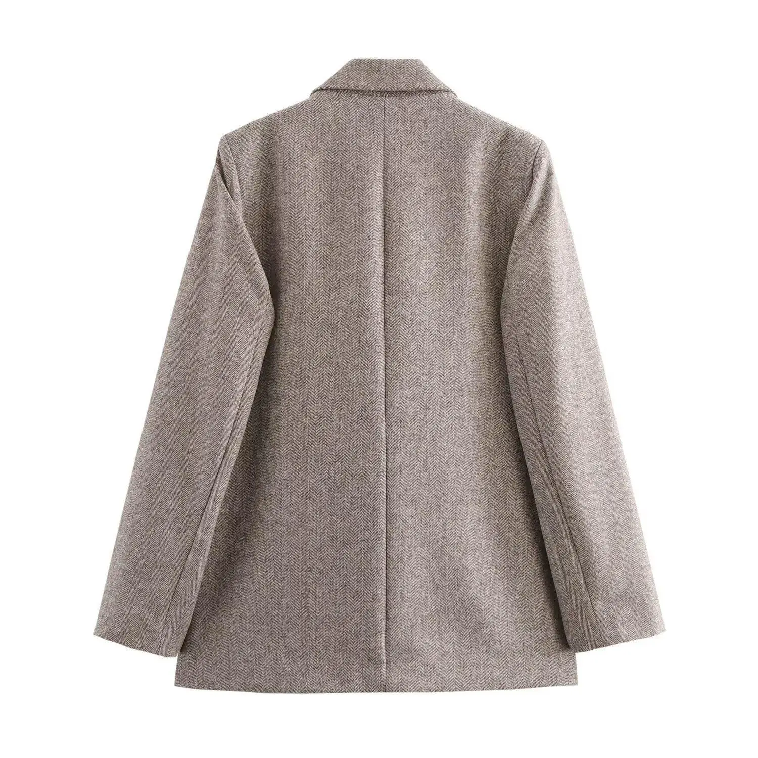 Женское пальто 2025 новое модное свободное диагональное с узором елочка женское на