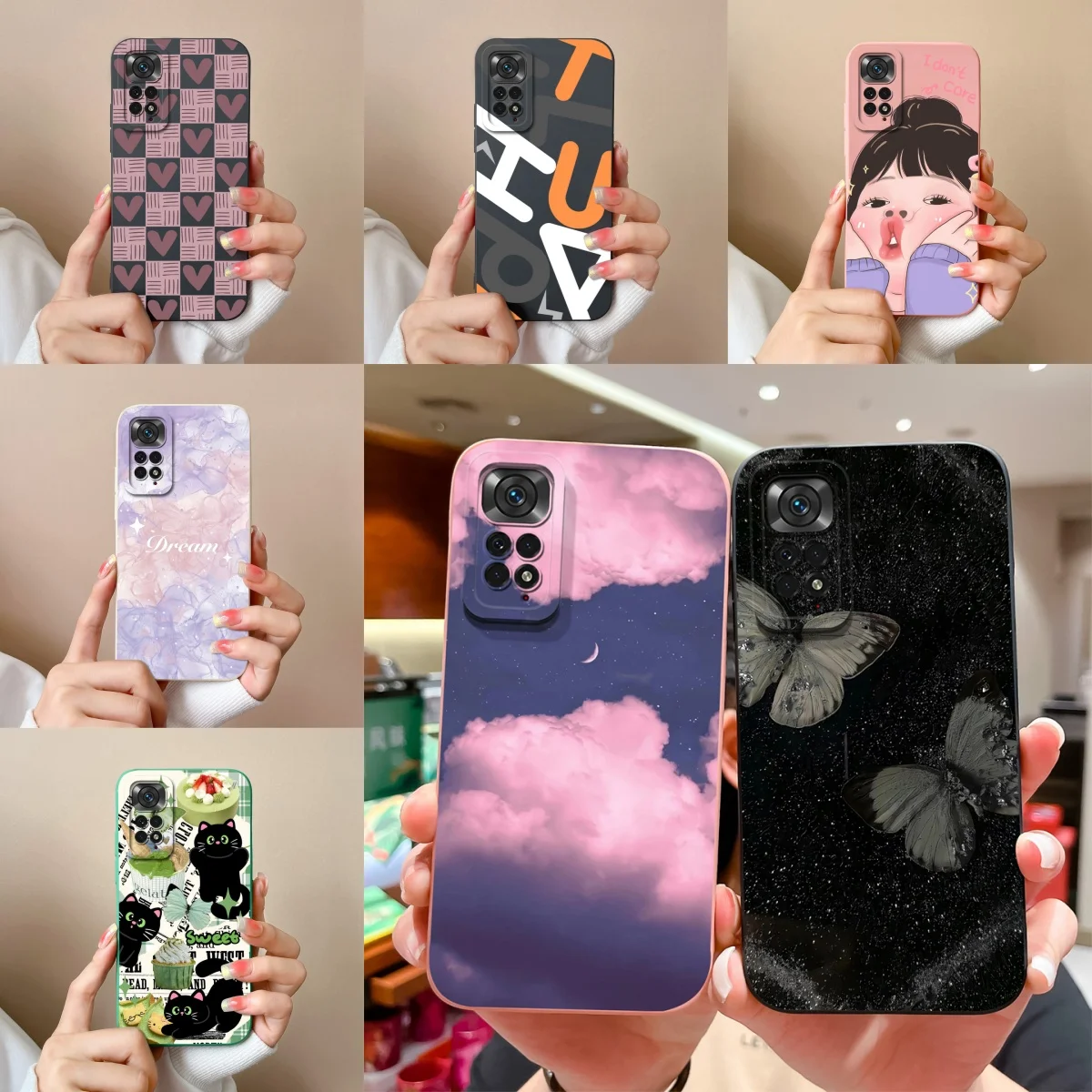 Чехлы с жидкостью высокого качества для Xiaomi Redmi Note 11 11S 4G Бабочка небо облако