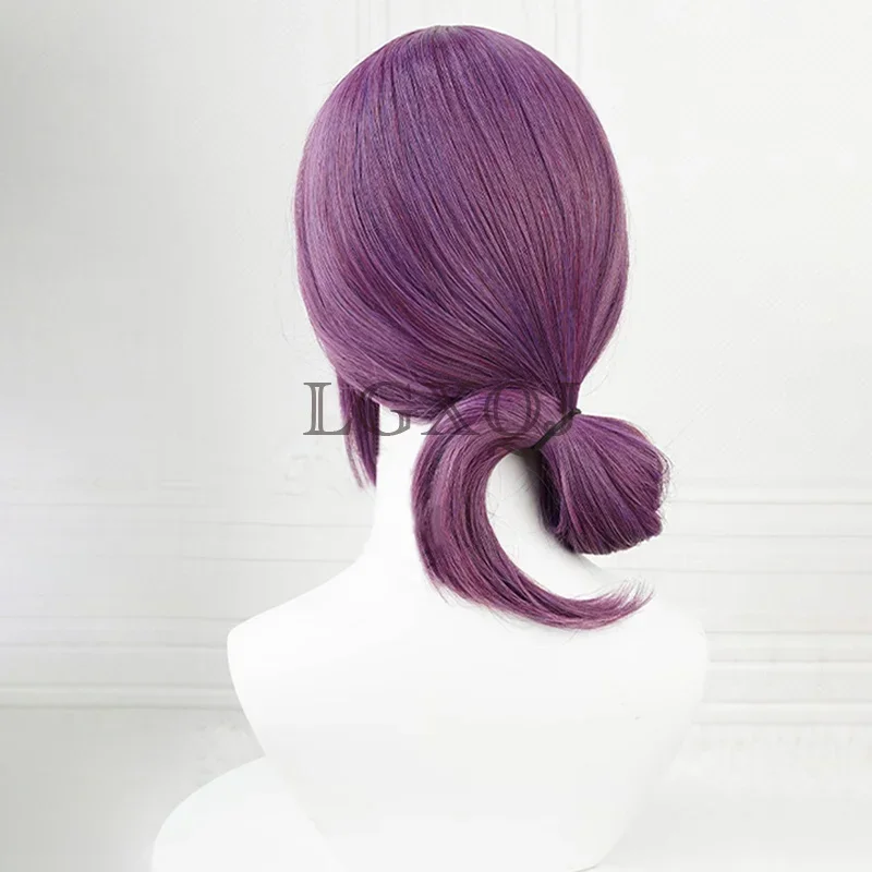 В наличии Reze Косплей Парик Аниме Бензопила Человек 45 см Кожа головы Фиолетовый