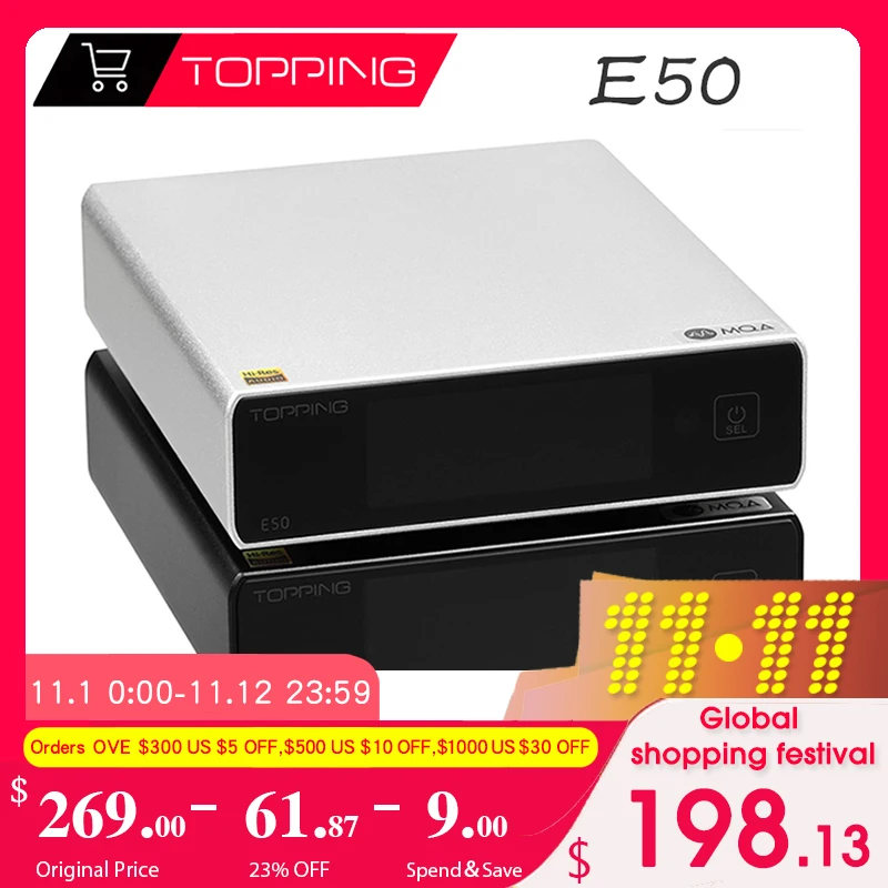 

TOPPING E50 MQA Decoder ES9068AS 32Bit/768kHz DSD512 DAC With Remote Control The Best DAC For TOPPING L50