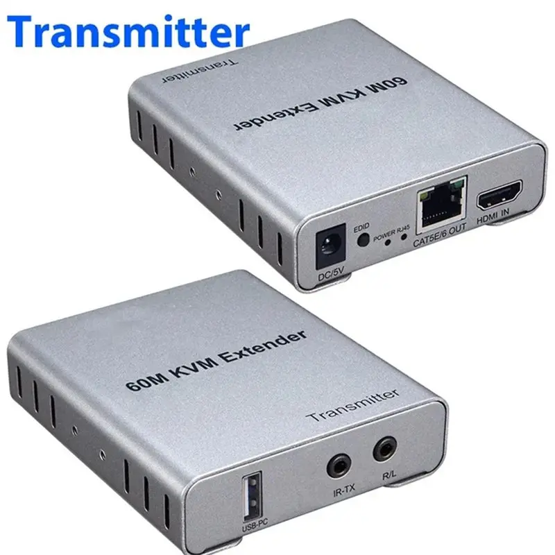 Фото DT21 KVM-удлинитель 60 м CAT5E/6 RJ45 USB с аудио и ИК-управлением 1080P, европейская вилка №4