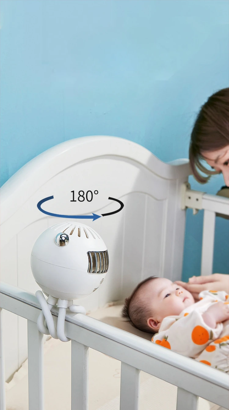 

Mini Flexible Air Conditioner 3600mAh Chargeable Stroller Cooling Fan 130° Auto Rotation 4-gear Wind Handheld for Outdoors Quiet