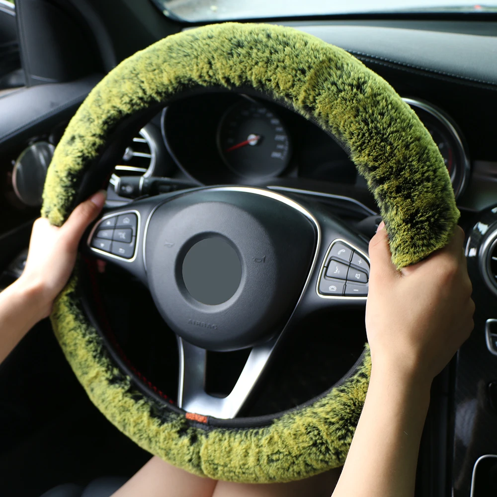 Winter Super Soft Plush Car Steering Wheel Cover Universal,Warm Faux Fur Auto Handlebar on the Steering-Wheel Braid Beautiful