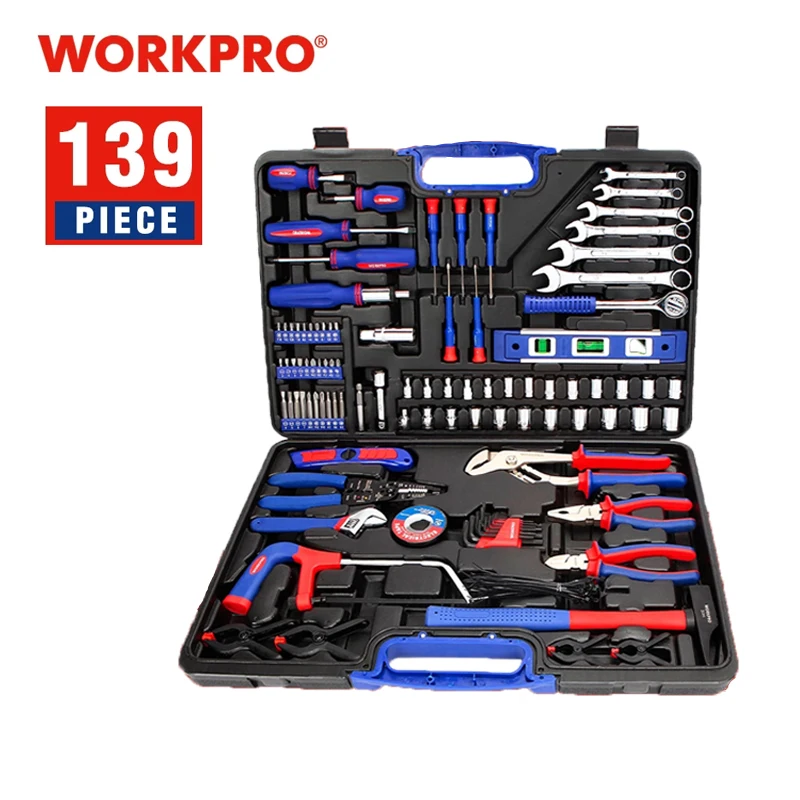 

WORKPRO W009024 139 шт. домашние Инструменты Набор бытовых инструментов Набор отверток плоскогубцы Торцевые гаечные ключи гаечный ключ