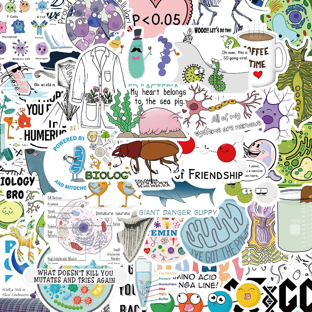10/30/50 шт. мультяшная биологическая наклейка для водостойкой наклейки ноутбука