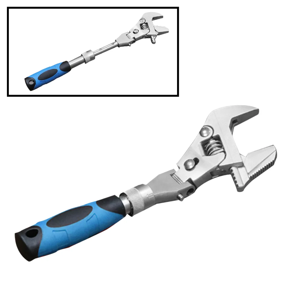 

Bathroom 180 Degree Rotating Head 10inch Crescent Multifunction Ratcheting Folding Adjustable Wrench Spanner Telescopic Durable