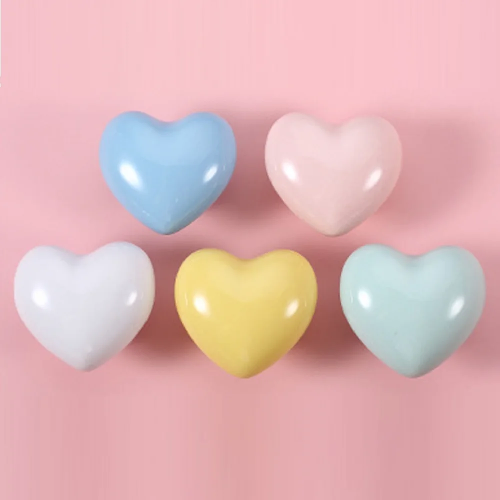 

Heart Shape Ceramic Cabinet Knobs Handles Colorful Heart Drawer Pull Closet Handles Kids Room Furniture Handle Door Hardware