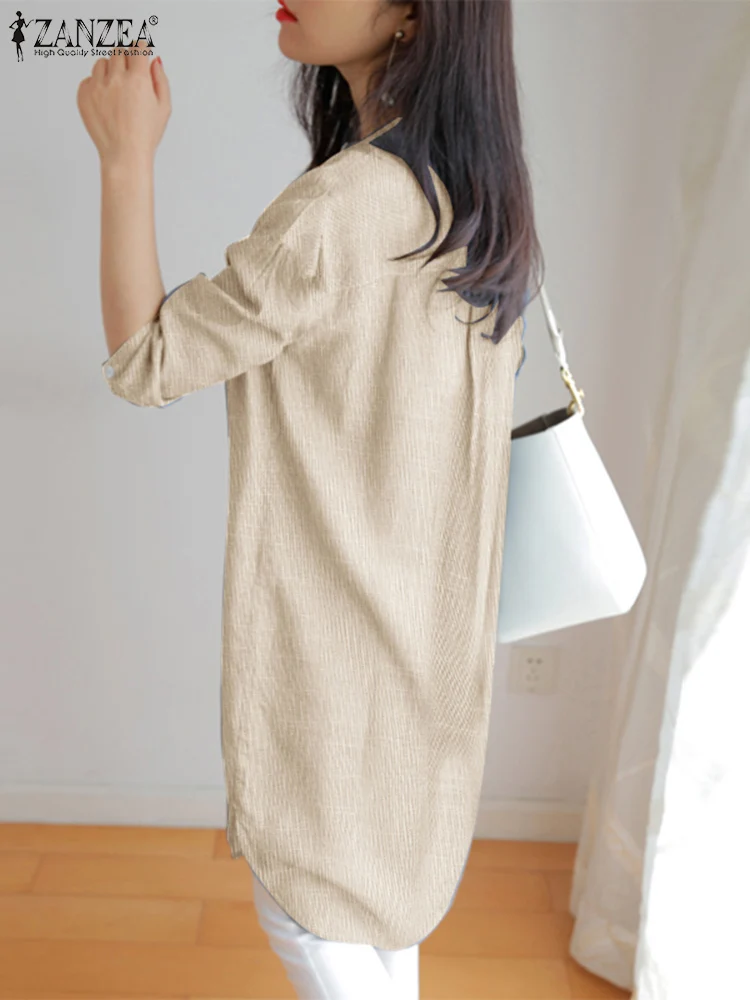 Женские длинные топы в полоску винтажные туники с круглым вырезом и рукавами 3/4