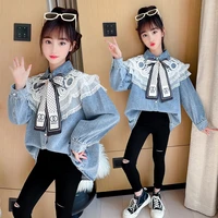 girls babys coat blouse jacket outwear 2022 blue spring summer overcoat top party school gift formal childrens clothing