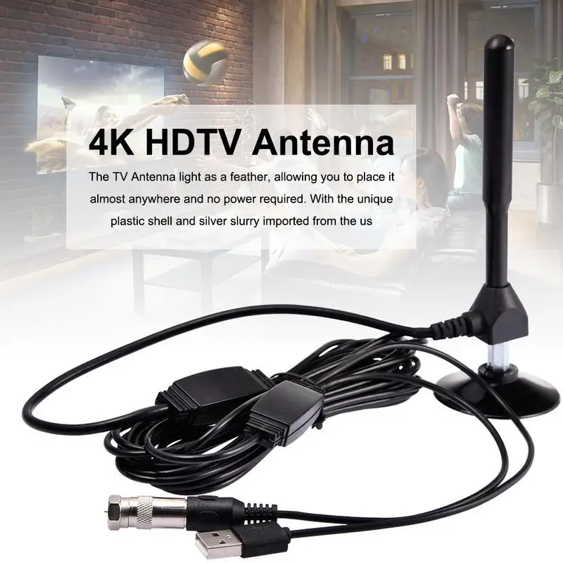 

4K Digital HDTV Aerial Indoor Amplified Antenna 1180 Miles Range With HD1080P DVB-T2 Freeview TV For Life Local Channels Broadca