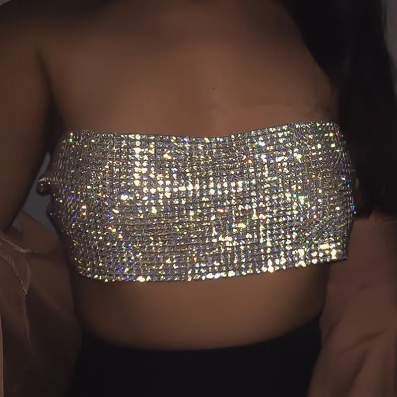 Кроп-топы Стразы с открытой спиной женская блузка корсет для вечерние НКИ клуба