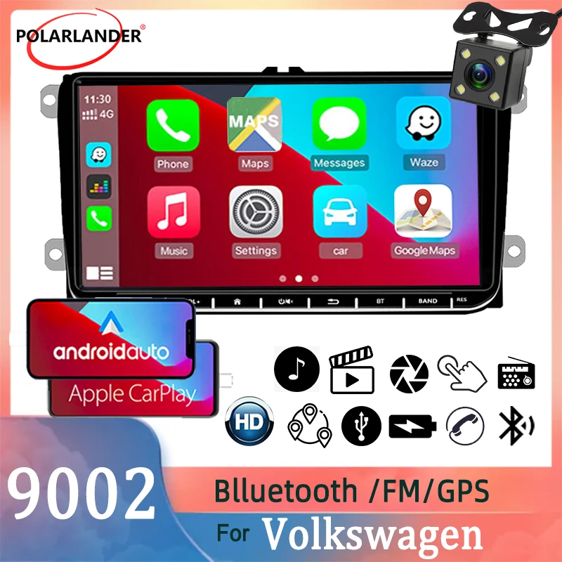 

Car Radio 2 Din Bluetooth WIFI FM 9 Inch 1+16G Android GPS Navigation Built-in Carplay For Bora Golf VW Polo Passat B6 B7 Touran