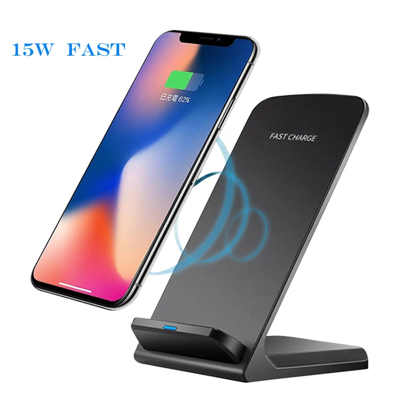 Беспроводное зарядное устройство Qi 15 Вт подставка для iPhone 13 12 11 Pro X XS Max XR 8 Samsung S21 S20