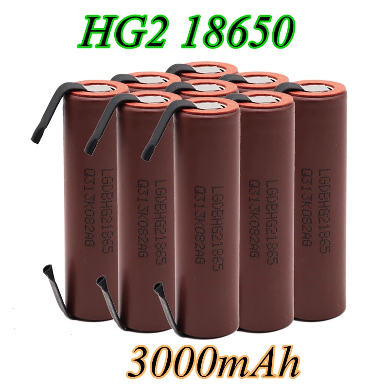 

100% Newly upgraded 18650 HG2 3000mAh with Strips Soldered Batteries for Screwdrivers 30A High Current + DIY Nickel Inr18650 Hg2