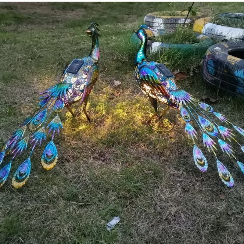 

Solar Lights Peacock Statues Garden Decoration Outdoor Lamp Hollow Figurine Path Lawn Solar Garden Lights Metal Sculpture