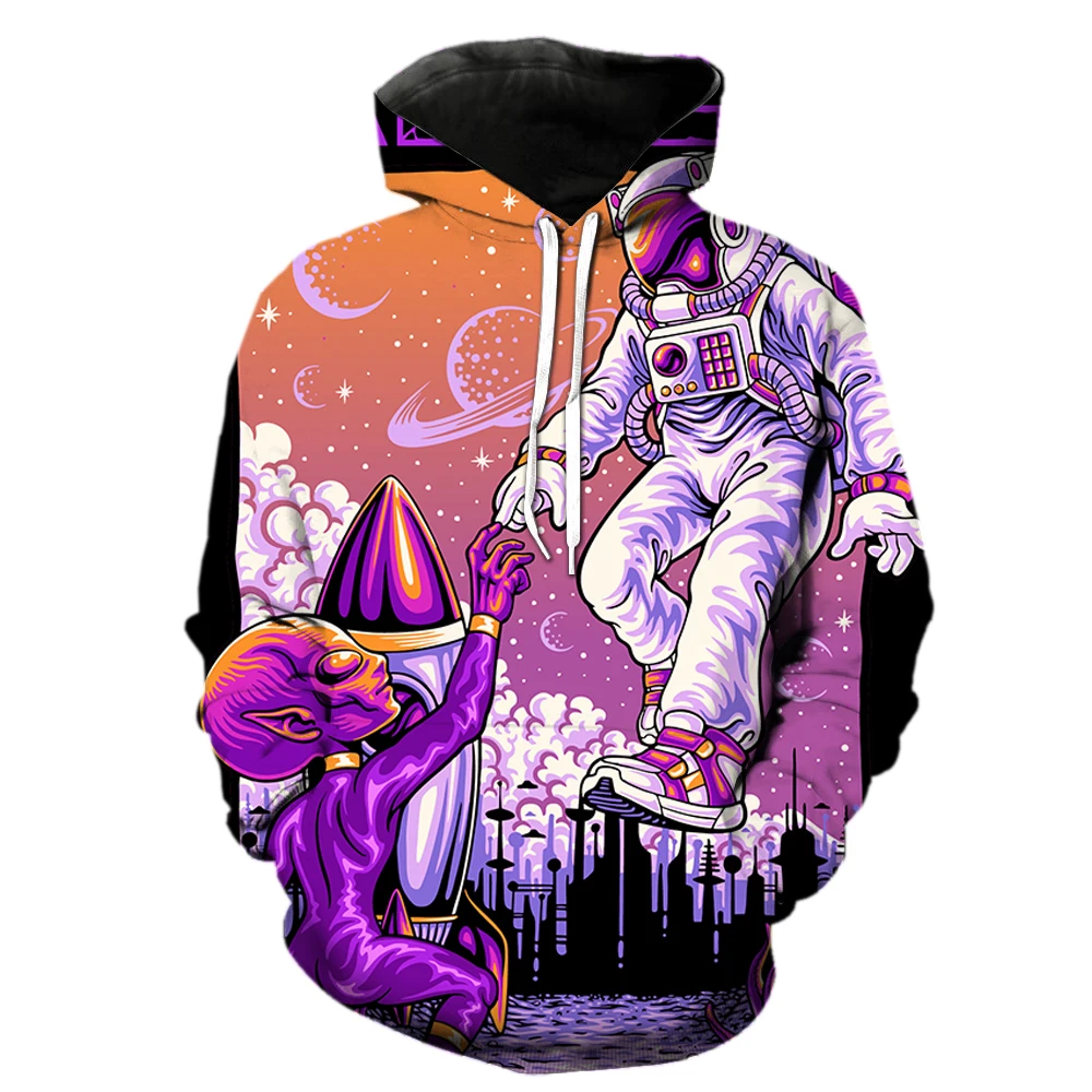 

Cartoon Astronaut Men's Hoodies With Hood Jackets Oversized Sweatshirts Streetwear Spring Unisex Long Sleeve Teens Cool 3D Print