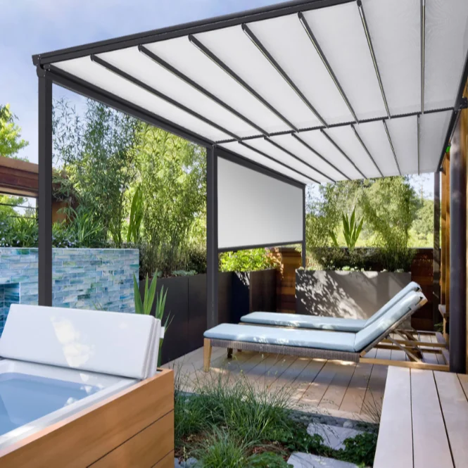 

Manufacturing Aluminium Pergola Auto Remote Control System Outdoor for Garden Decoration and Dining Area