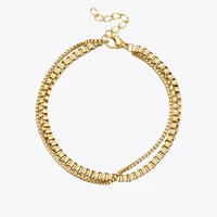 enfashion boho double chain lattice bracelet for women gold color pulseras bracelets stainless steel fashion jewelry party b2240