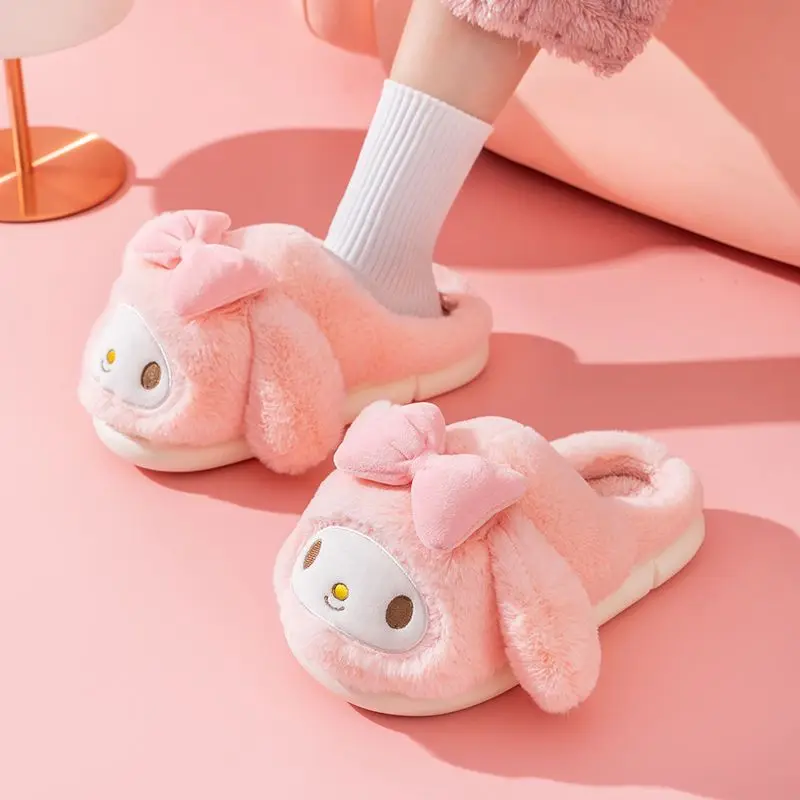 

New My melody Sanrio animation peripheral cartoon children's cotton slippers creative cute non-slip warm kawaii cotton slippers