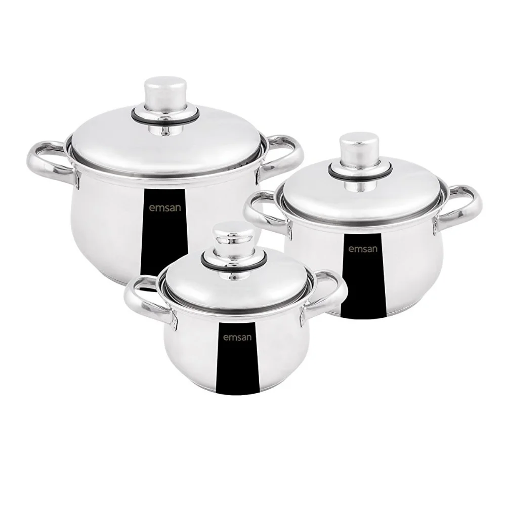 6 pieces stainless steel cookware set with induction base healthy non toxic kitchen tool useful home appliances free global shipping
