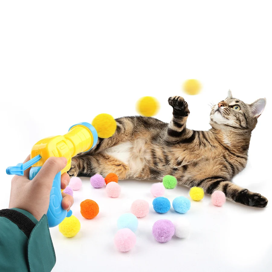 1 шт. плюшевый шарик пистолет для стрельбы игрушка кошки забавный успокаивающий
