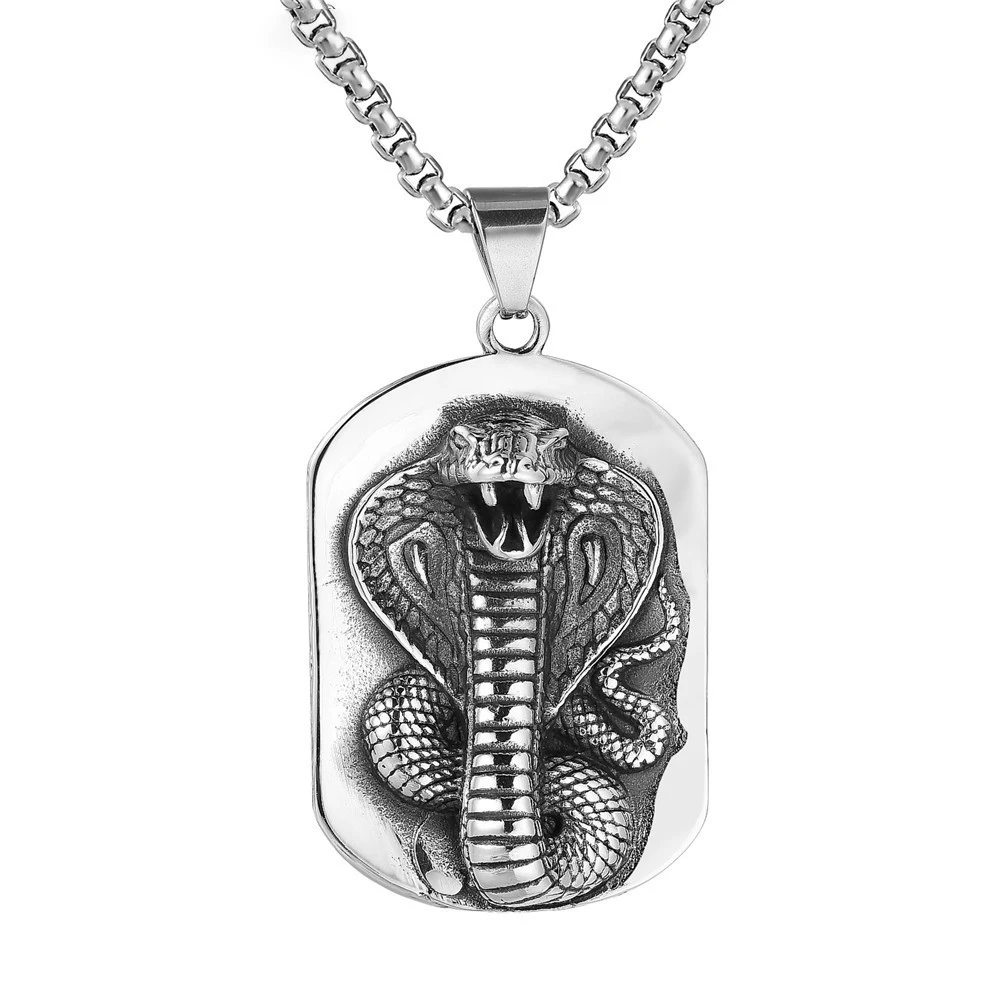 Серебряное винтажное ожерелье Cy Trendy с подвеской змеи Naja Cobra из нержавеющей стали