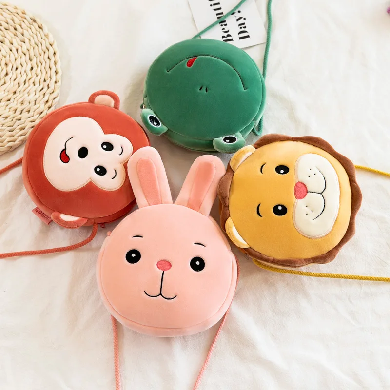 

20cm Plush Purses Kids Cartoon Sweet Dog Rabbit Lion Monkey Frog Plush Crossbody Bag Shoulder Bag Cute Handbag Kawaii Purses