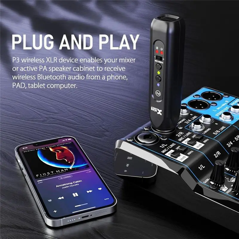 Фото Беспроводной Bluetooth-приемник Xvive P3D для микшеров, активных PA-систем, DJ-систем №3
