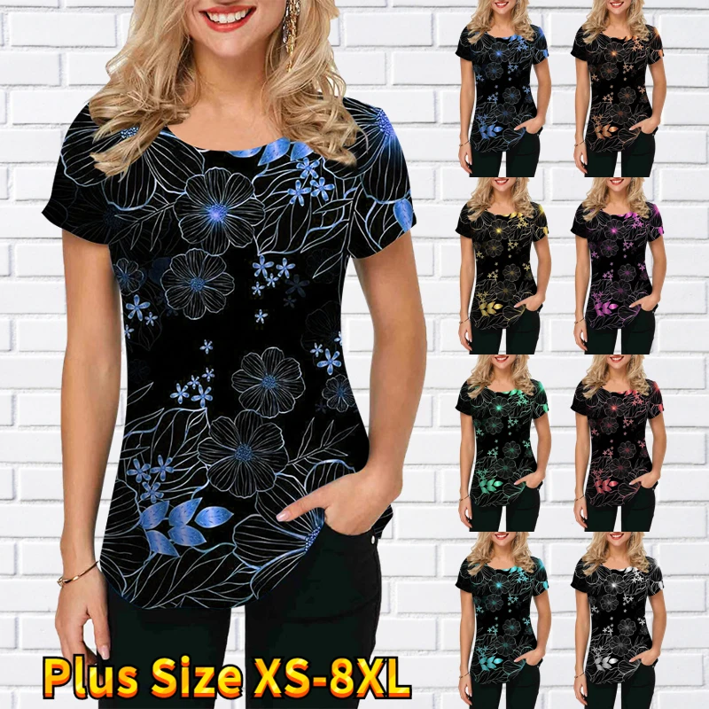 

Women's Tops T-Shirts Fashion Prints Women's Printed Clothes Watercolor New O-Neck Women's Graphic T-Shirts XS-8XL