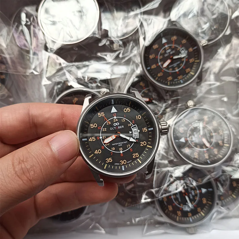 

Мужские водонепроницаемые кварцевые часы из нержавеющей стали с календарем и большим циферблатом, 44 мм