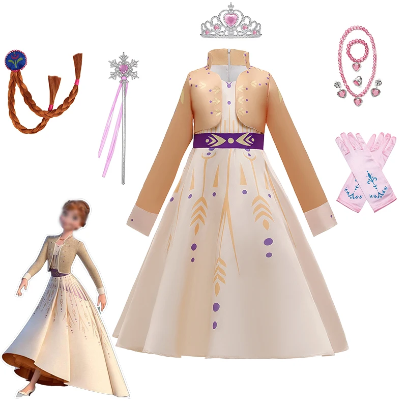 

Костюм для косплея Анны принцессы «Холодное сердце», вечернее платье на день рождения для девочек, Карнавальная одежда, вечернее платье Эльзы, Рождественский подарок