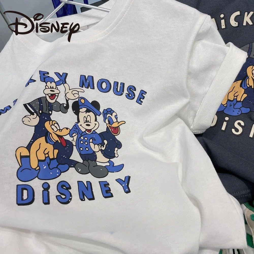 

Childrens O-Neck Cute Cartoon Mickey Mouse Short Sleeve T-Shirt Cotton 2023 Summer New Fashion Mens and Girls Half Sleeve